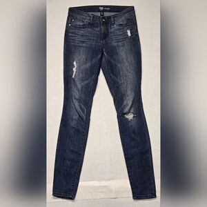 Gap Legging Jeans 0 Waist 25 Distressed Stretch 5 Pocket Zipper Fly